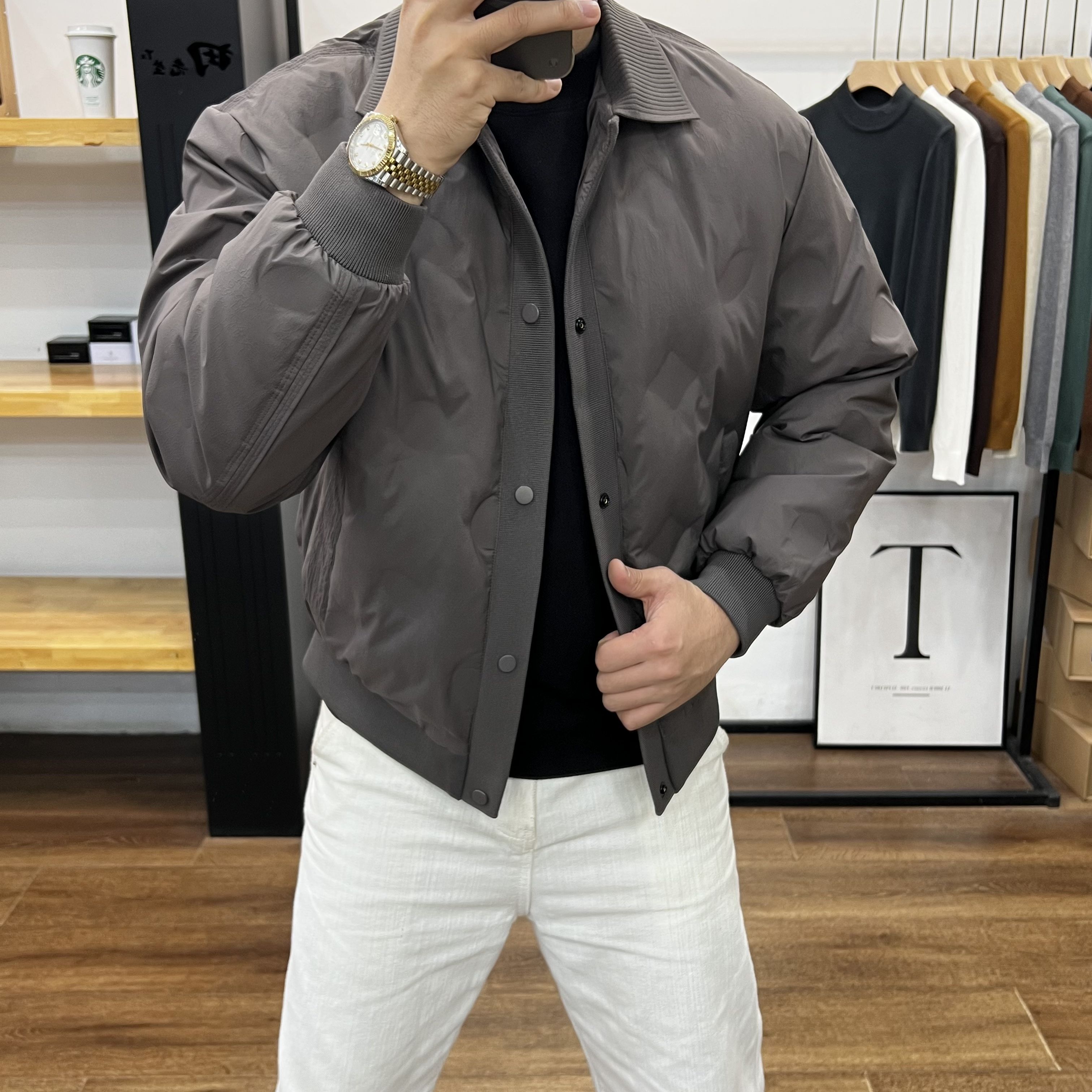 休闲翻领羽绒服时尚简约秋冬新款