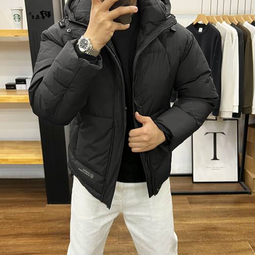 中老年男秋冬保暖纯色百搭羽绒服