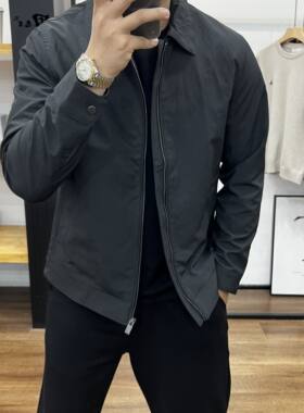 男士秋季黑色翻领修身短款夹克潮