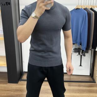 内搭打底短袖 2026男士 纯色彩色针织衫 圆领套头百搭毛线衣修身 秋季