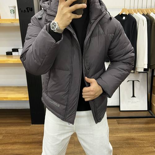 中老年男连帽加厚羽绒服保暖秋冬