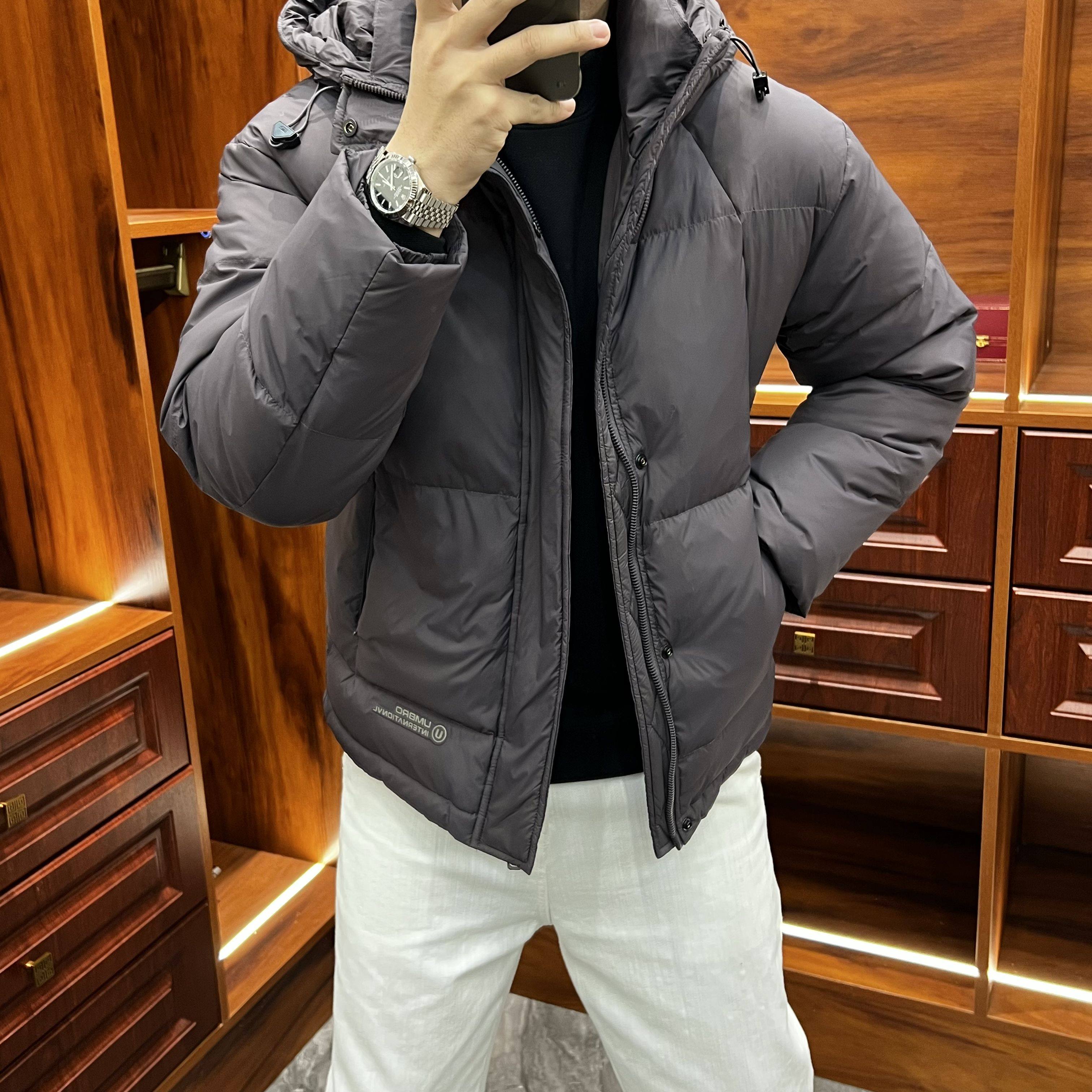 中老年男士连帽宽松保暖款羽绒服