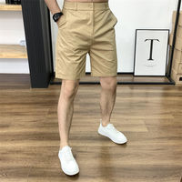 Casual shorts for men, slim and slim summer, simple and versatile mid-length pants, fashionable and trendy solid color straight-leg men's capri pants thumbnail 5