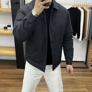 白鸭绒男士厚款羽绒服冬季新款夹克时尚百搭休闲纯色上衣简约外套