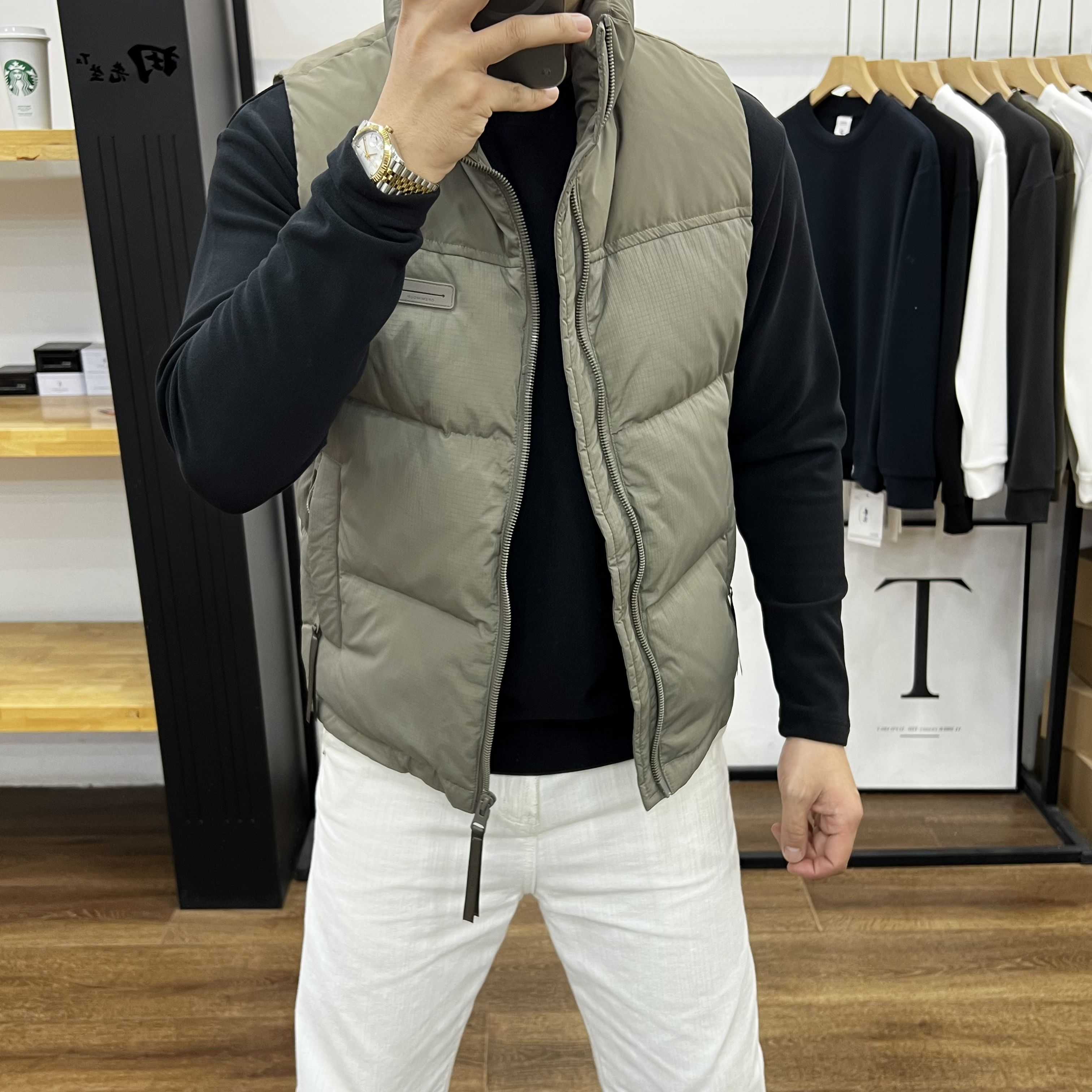 田先生冬季时尚白鸭绒保暖男马甲
