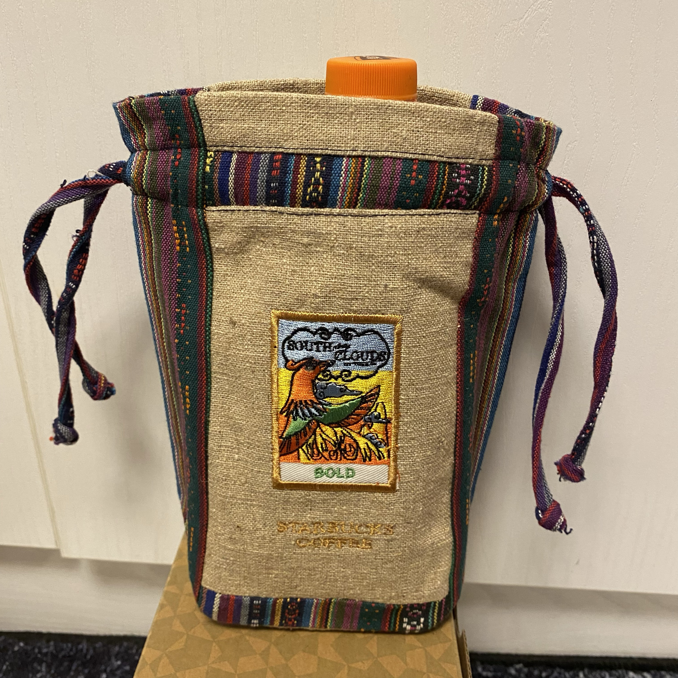 星巴克凤舞祥云咖啡豆袋刺绣非遗手工袋