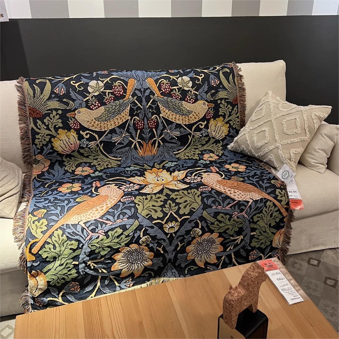 四季通用家居装饰毯涤纶棉油画风