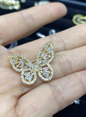 镀金微镶锆石胸针蝴蝶款别针衬衫丝巾裙装配饰胸花别针新款现货