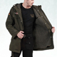 户外野战德国风衣加厚驼绒大衣可拆卸带袖 军绿色棉大衣 内胆中长款
