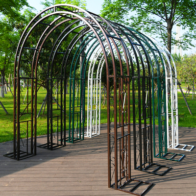 别墅花拱门铁艺花架爬藤架别墅花园拱形支架月季花攀爬支架拱形架