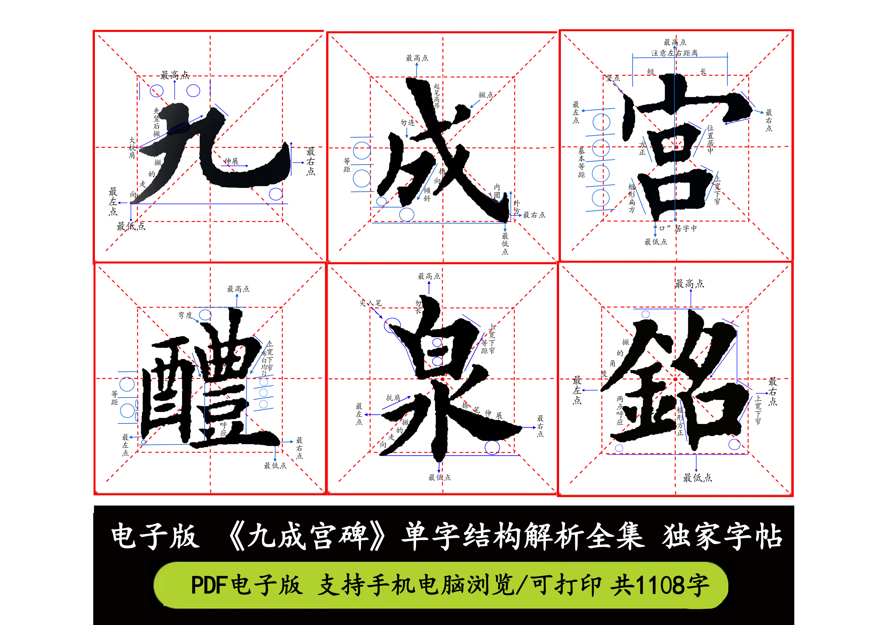 电子版字帖 九成宫全文结构解析 独家字帖