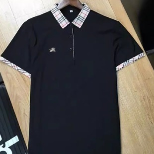 T恤衫 plol衫 格纹拼接刺绣短袖 精神小伙潮 翻领polo衫 新款 夏季 经典