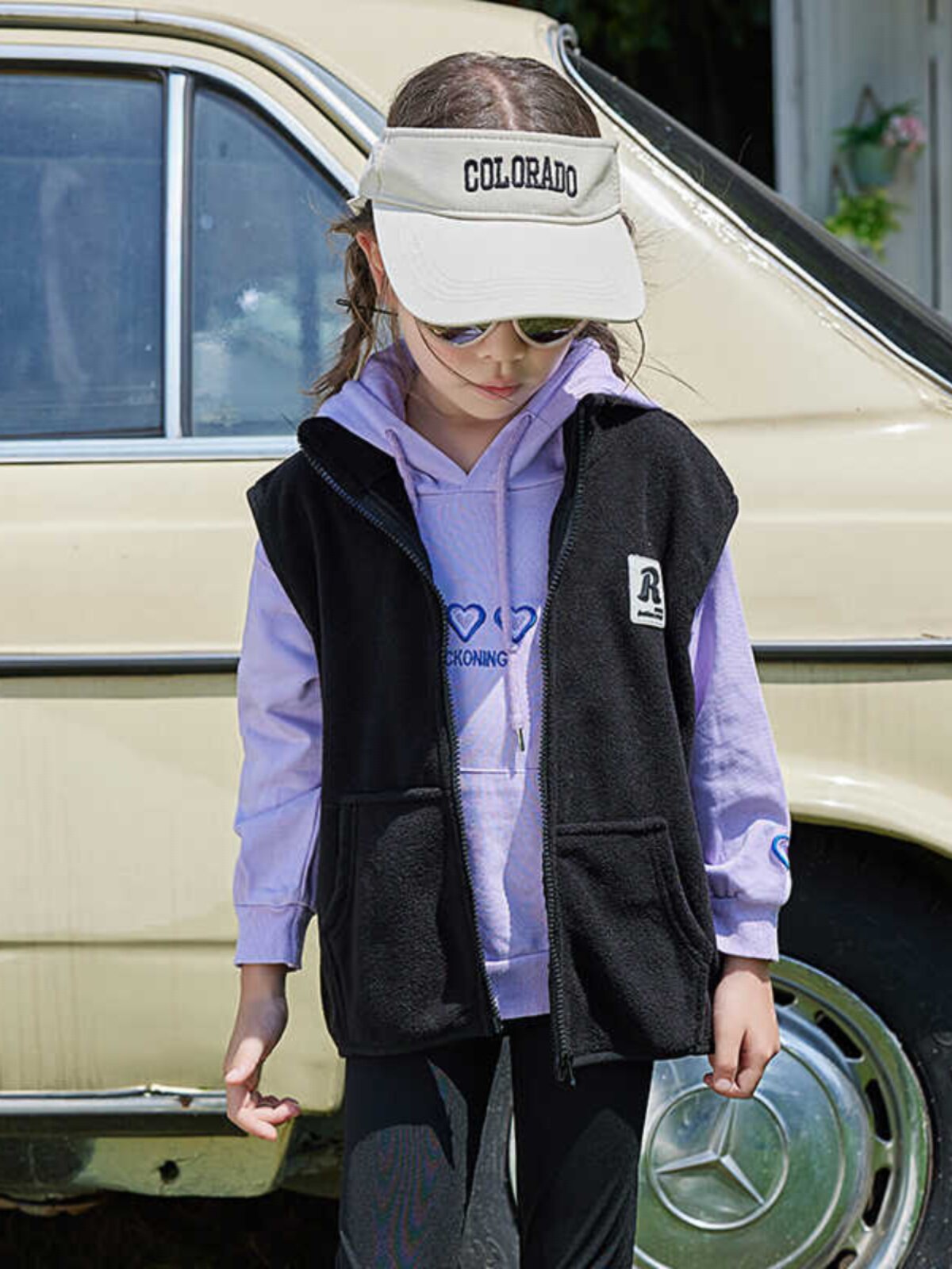 Children's spring-autumn thin vest outerwear, boys and girls' stand-collar vest, Korean fleece casual top for older kids, autumn wear