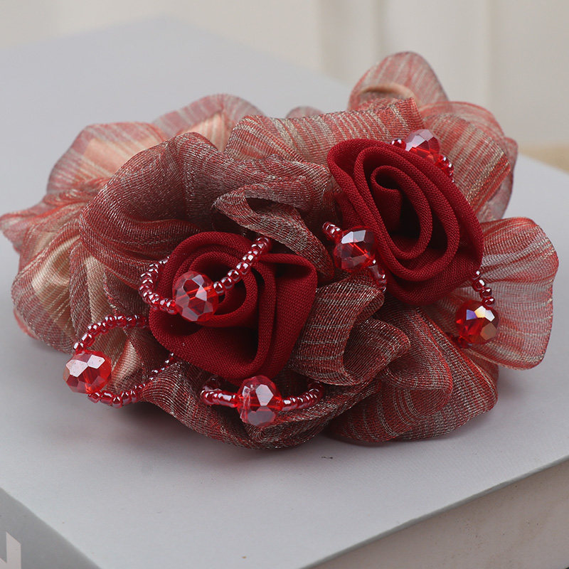 韩版头花新款扎头发绳绢纱欧根纱大肠发圈成人绑头绳妈妈高端皮筋