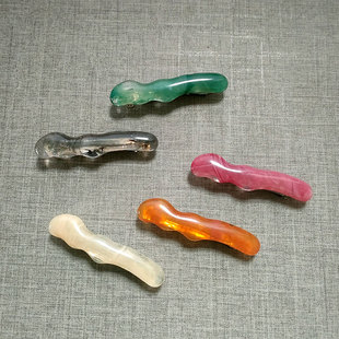 小号弹簧夹可爱清新半扎发夹卡子水墨纹6cm夹子百搭简约边夹顶夹