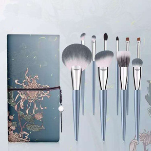 兰蒂斯化妆刷蓝系列点彩刷10支化妆刷套装动物毛眼影刷工具不吃粉