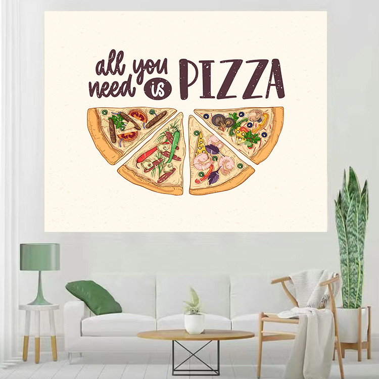 披萨比萨Pizza插画创意网红西餐店铺装饰装修周边海报背景布挂布