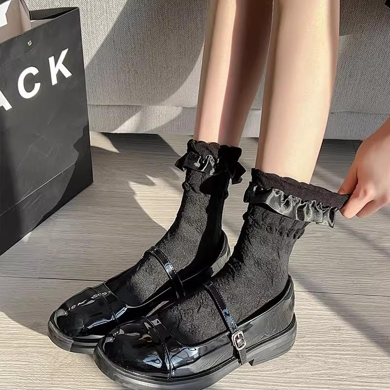 日系可爱蕾丝花边袜子女jk学院风制服白棉袜甜美短筒袜