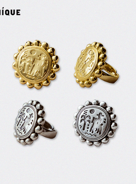 Picnique热带回忆圆牌印章戒指