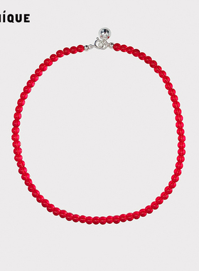 Picnique红月亮玻璃小圆球项链