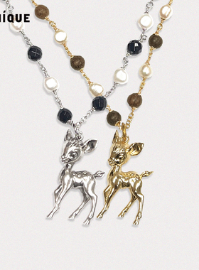 Picnique 小鹿珍珠黑玛瑙&木珠长项链