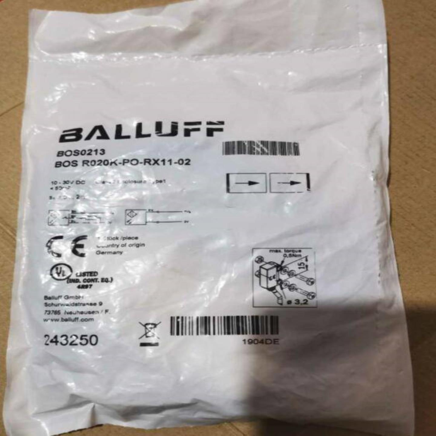 配件原装正品巴鲁夫BOS R020K-PO-RX11-02光电开关对射传感议价