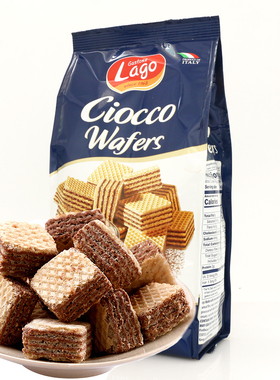 意大利原装进口爱利地Lago榛仁可可酱威化饼干小吃零食400g袋装