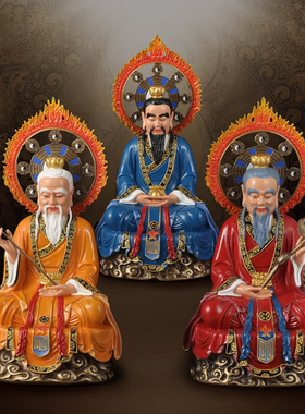 铜三清道祖摆件一套元始灵宝天尊