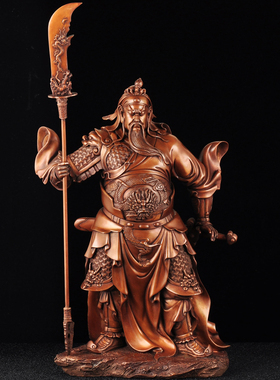 紫铜关公摆件招财家居客厅