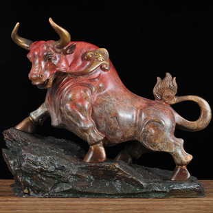 彩铜牛摆件天道酬勤牛气冲天招财牛摆设家居客厅酒柜办公室装饰品