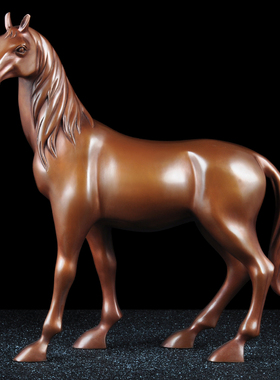 紫铜汗血马摆件前程似锦招财客厅