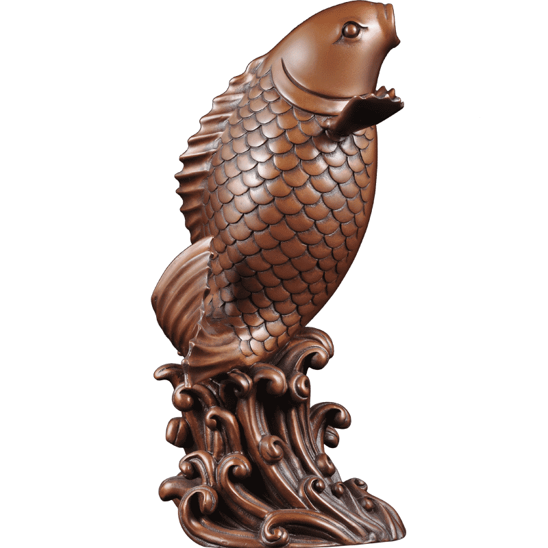 紫铜金龙鱼摆件招财客厅