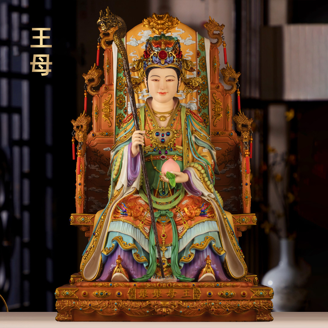 黄铜珐琅彩王母娘娘神像