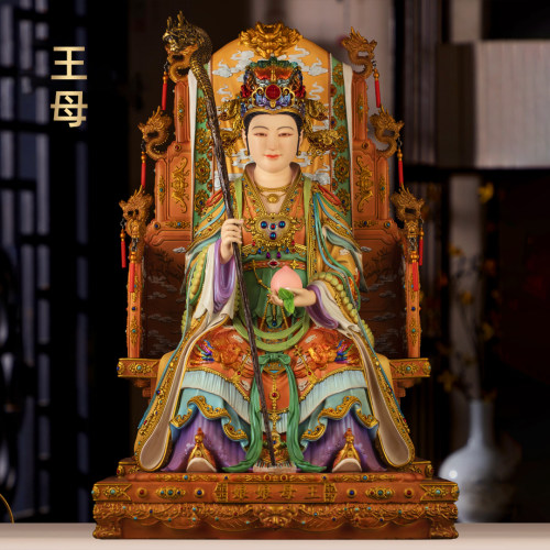 黄铜珐琅彩王母娘娘神像