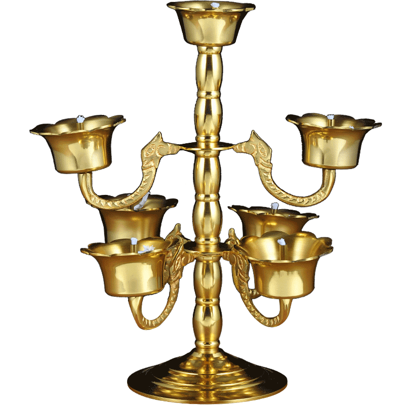 黄铜龙头七星酥油佛前长明灯黄铜