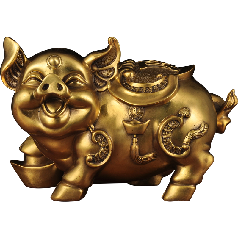 黄铜金猪摆件招财生肖风水