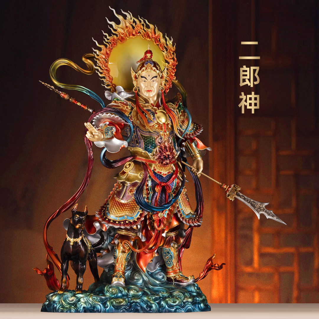 彩铜二郎神杨戬神像摆件