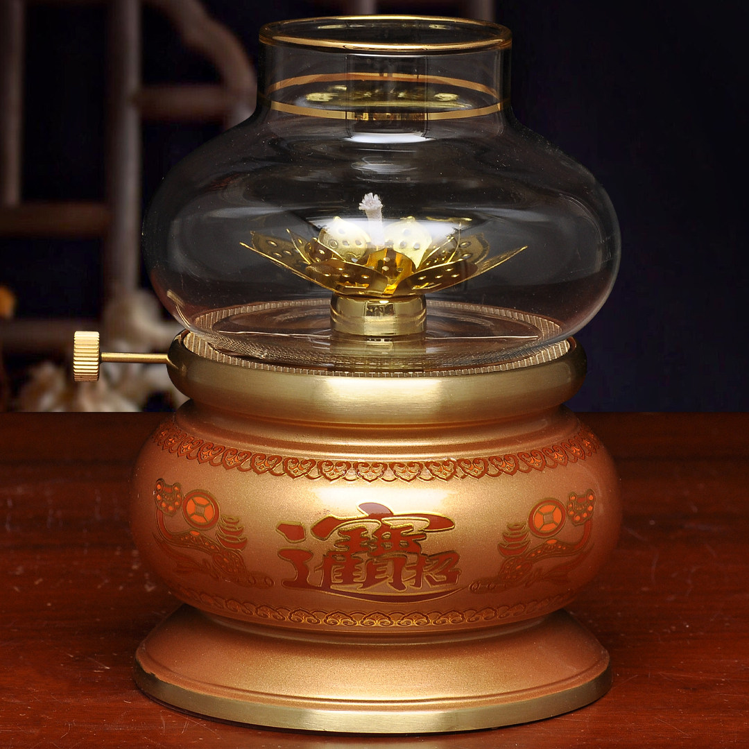 黄铜酥油灯招财油灯灯盏家用寺庙佛堂供佛油灯长明灯佛灯防风灯座