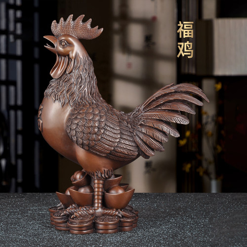 紫铜大吉大利招财福鸡摆