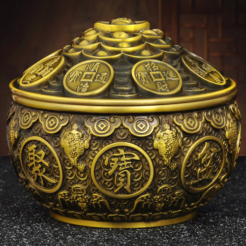 黄铜聚宝盆摆件招财金蟾聚宝盆