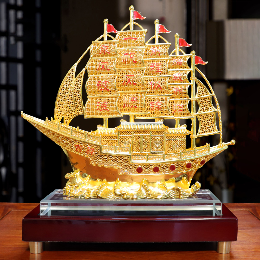 一帆风顺花丝帆船摆件家居客厅书房公司办公室装饰品乔迁开业礼品