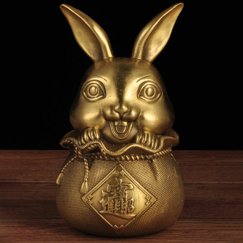 黄铜卡通兔子摆件可爱招财生肖