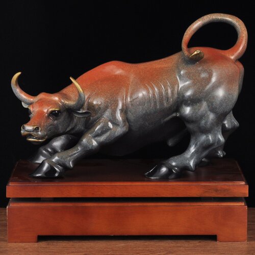 彩铜华尔街摆件招财牛市冲天