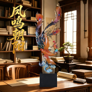 彩铜凤凰摆件凤鸣朝阳家