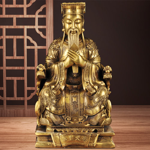黄铜玉皇大帝王母娘娘摆件家用