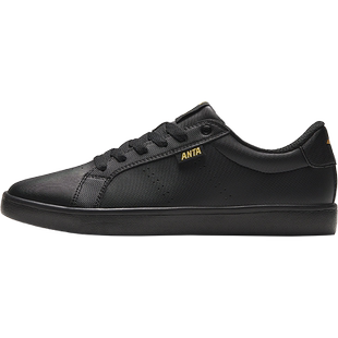 安踏板鞋男士休闲鞋冬季新款经典小黑鞋运动鞋低帮黑色运动鞋板鞋