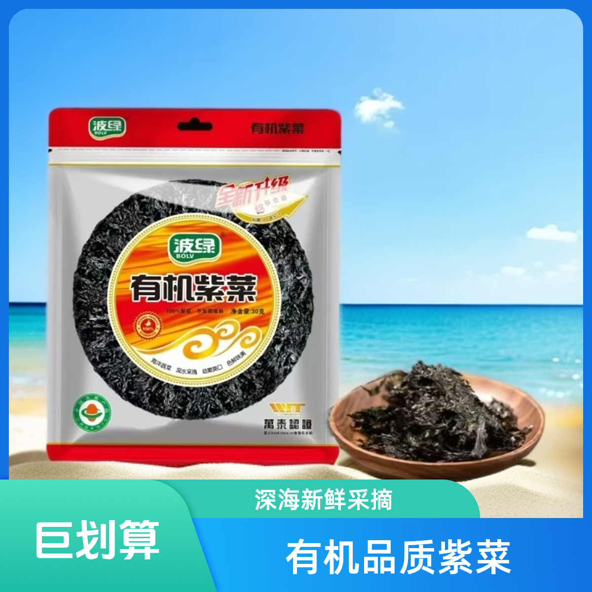 老牌波绿闽南特产有机紫菜30g海洋蔬菜营养深海采摘紫菜干煲汤