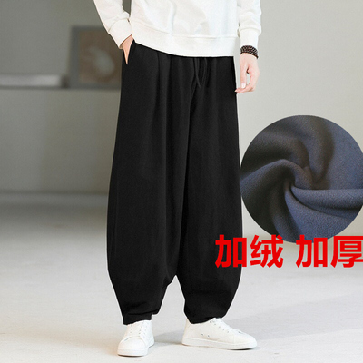 秋冬季中国风亚麻休闲长裤男