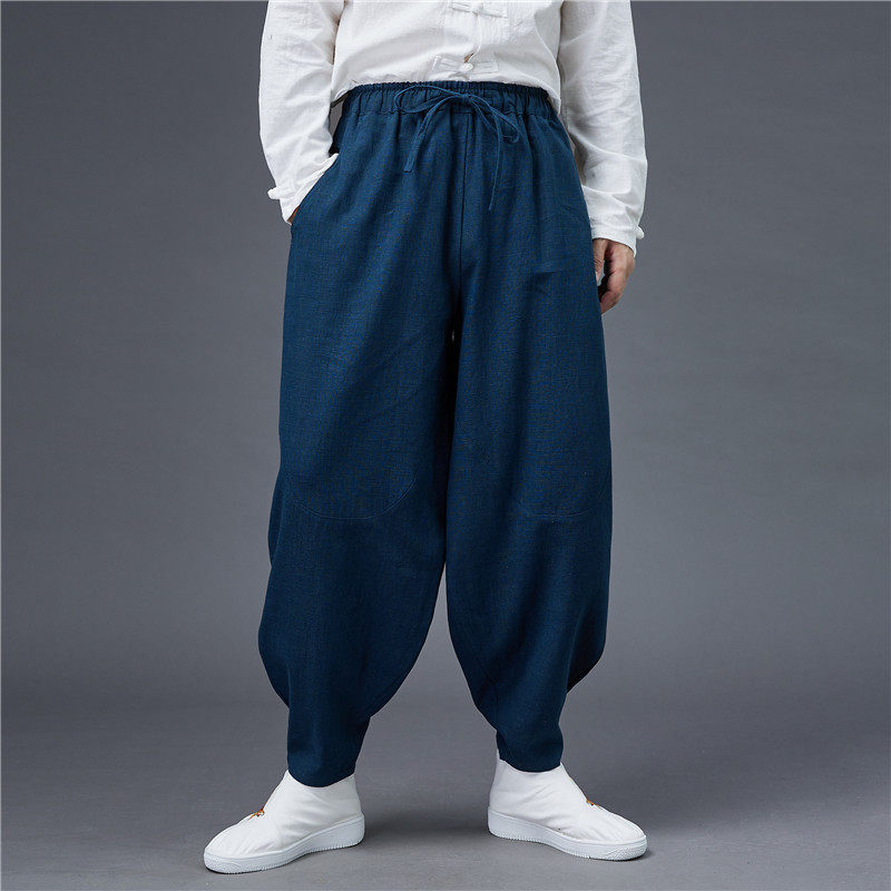春秋季新款宽松萝卜裤苎麻加厚收口裤休闲长裤复古中国风哈伦裤男,男装,休闲裤,淘宝优惠券,粉丝福利购,淘宝优惠卷