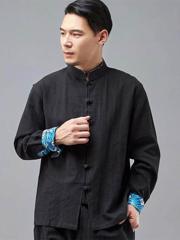 새 옷 중국 스타일 민족 스타일 민족 모시 긴 소매 웨이브 슬리브 스탠드 칼라 플레이트 버튼 가디건 코튼 린넨 예술적 탑 재킷